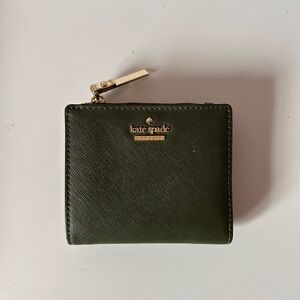 Kate Spade Olive Green Wallet with Gold Accents